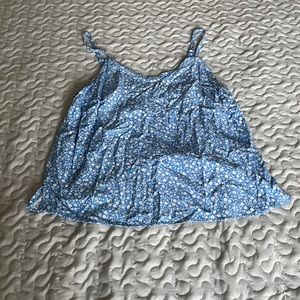 Floral Blue and White Patterned Tank Top